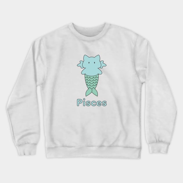 Pisces Cat Zodiac Sign with Text Crewneck Sweatshirt by artdorable